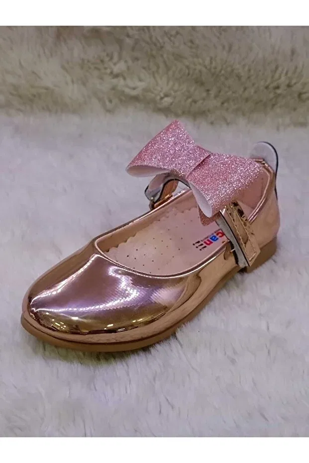 Детские балетки для девочек с блестящим покрытием Özgür Kids, Rose Bronze