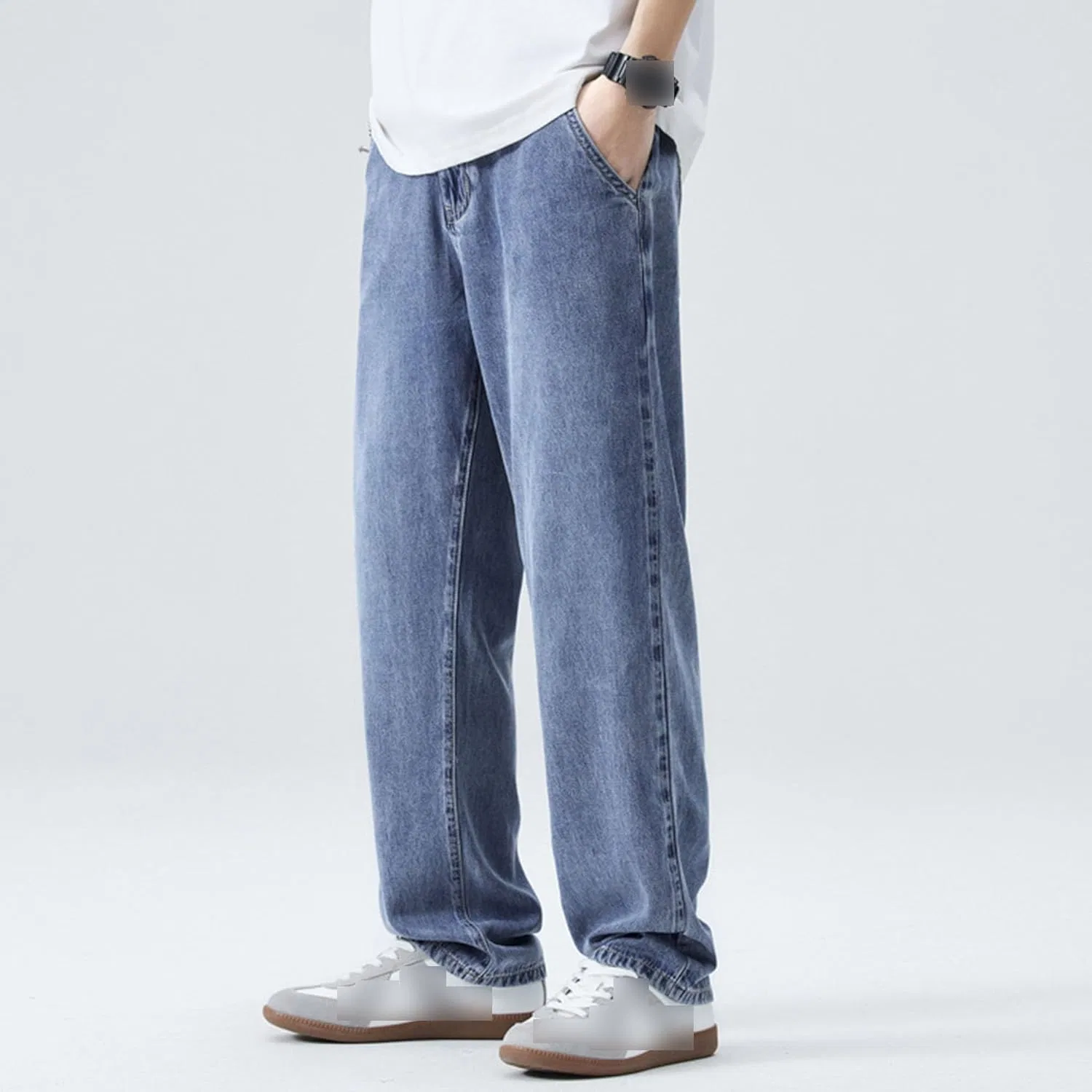 Джинсы свободные, Men's Non-Stretch Baggy Jean, синий — фото 2