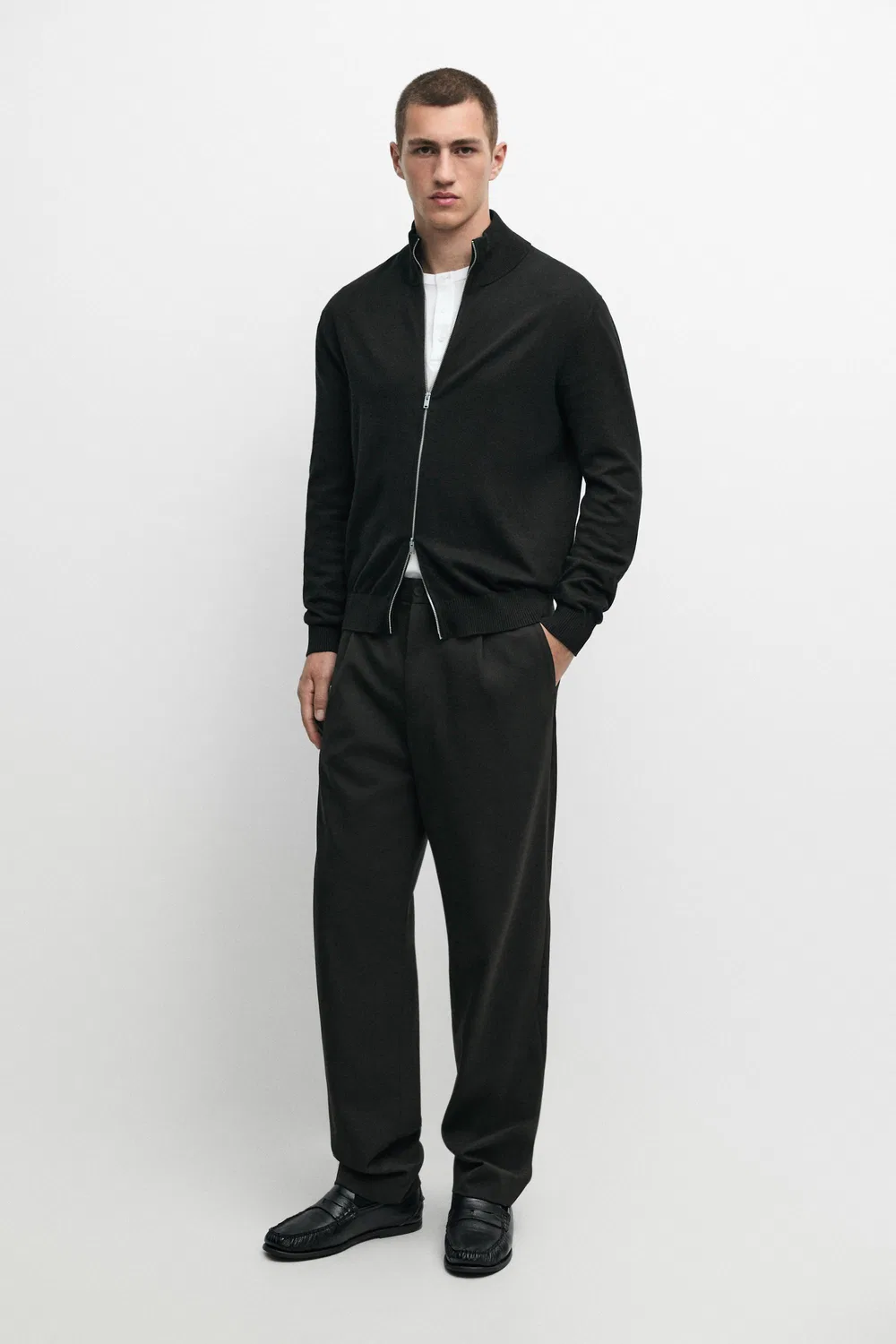 Кардиган Massimo Dutti 100% Cotton Knit, черный — фото 3