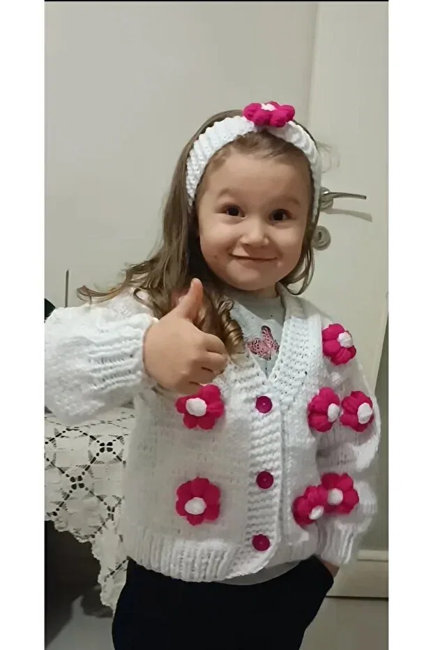 Детский кардиган хлопковый El Örgüsü Cici Bebe, White