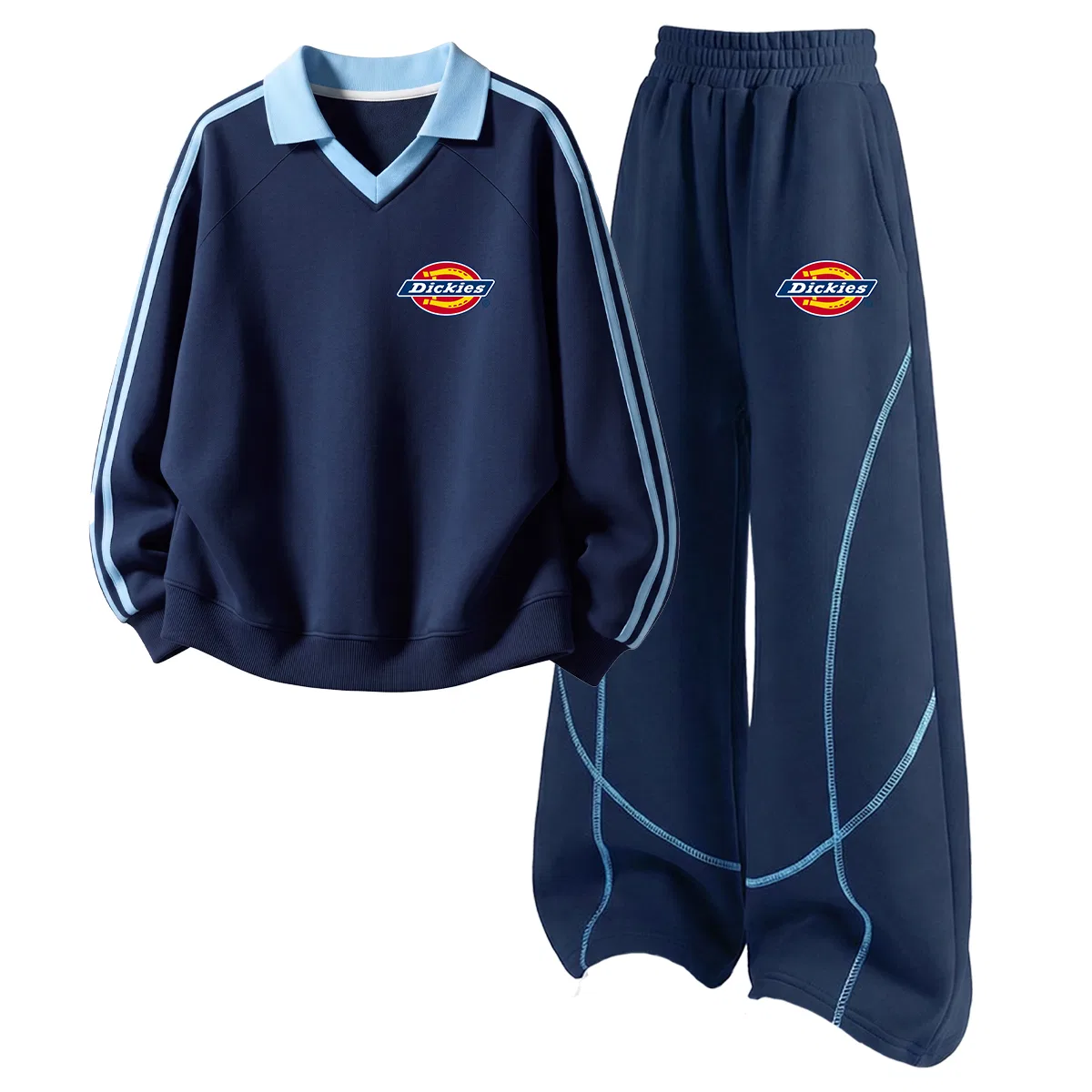 Детский комплект из футера с поло и брюками Dickies, Berry Purple/Navy Blue — фото 3