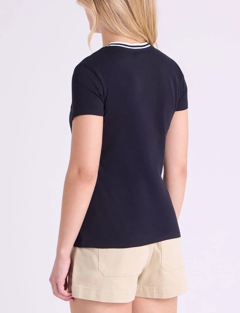 Женская футболка U.S. Polo Assn. Ringer Neck Trim , черный — фото 2