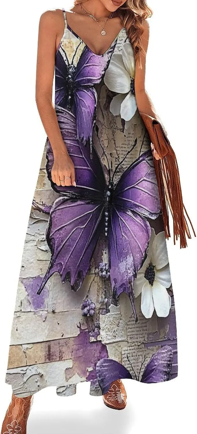 Женское летнее платье-макси с принтом, Butterfly