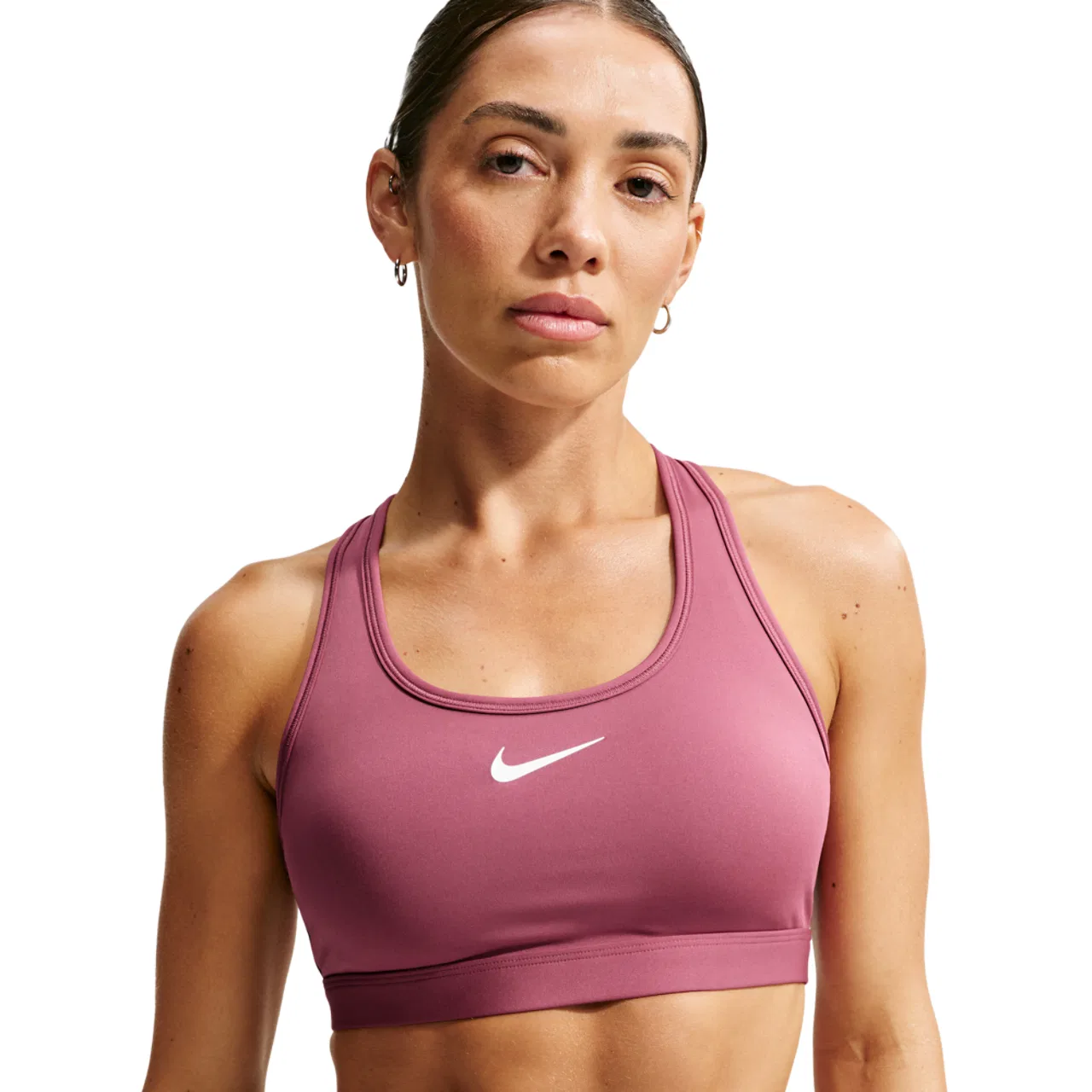 Женский спортивный бюстгальтер средней поддержки Dri-FIT Swoosh Nike, White/Pink Smoke