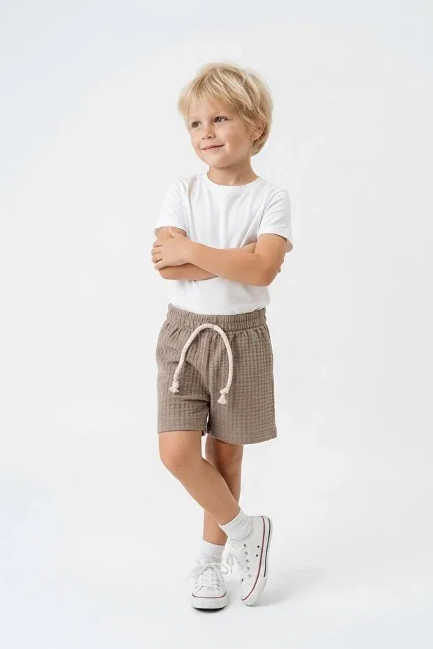 Детские шорты для девочек джинсовые Lycra gofre baby shorts Miababy, Beige