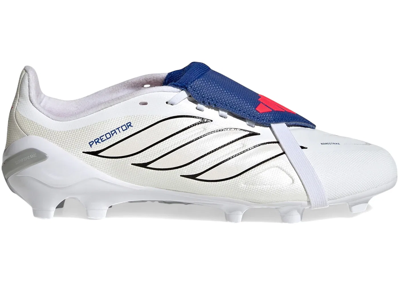 Детские бутсы с откидным язычком Adidas Predator League Fold-Over Tongue FG, Cloud White/Zero Metalic/Royal Blue
