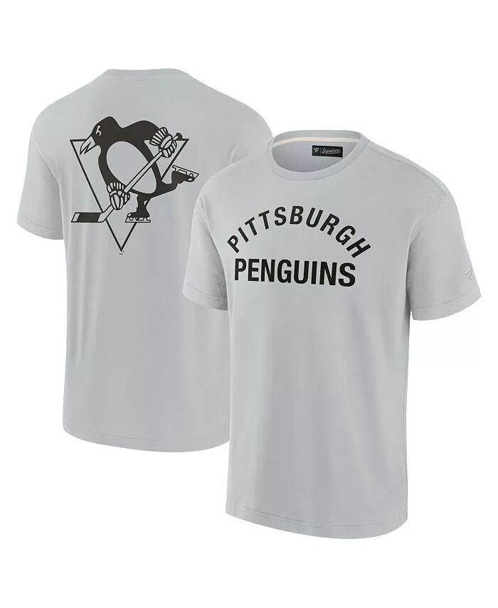 

Мужская и женская серая футболка Pittsburgh Penguins с коротким рукавом, супермягкая Fanatics Signature