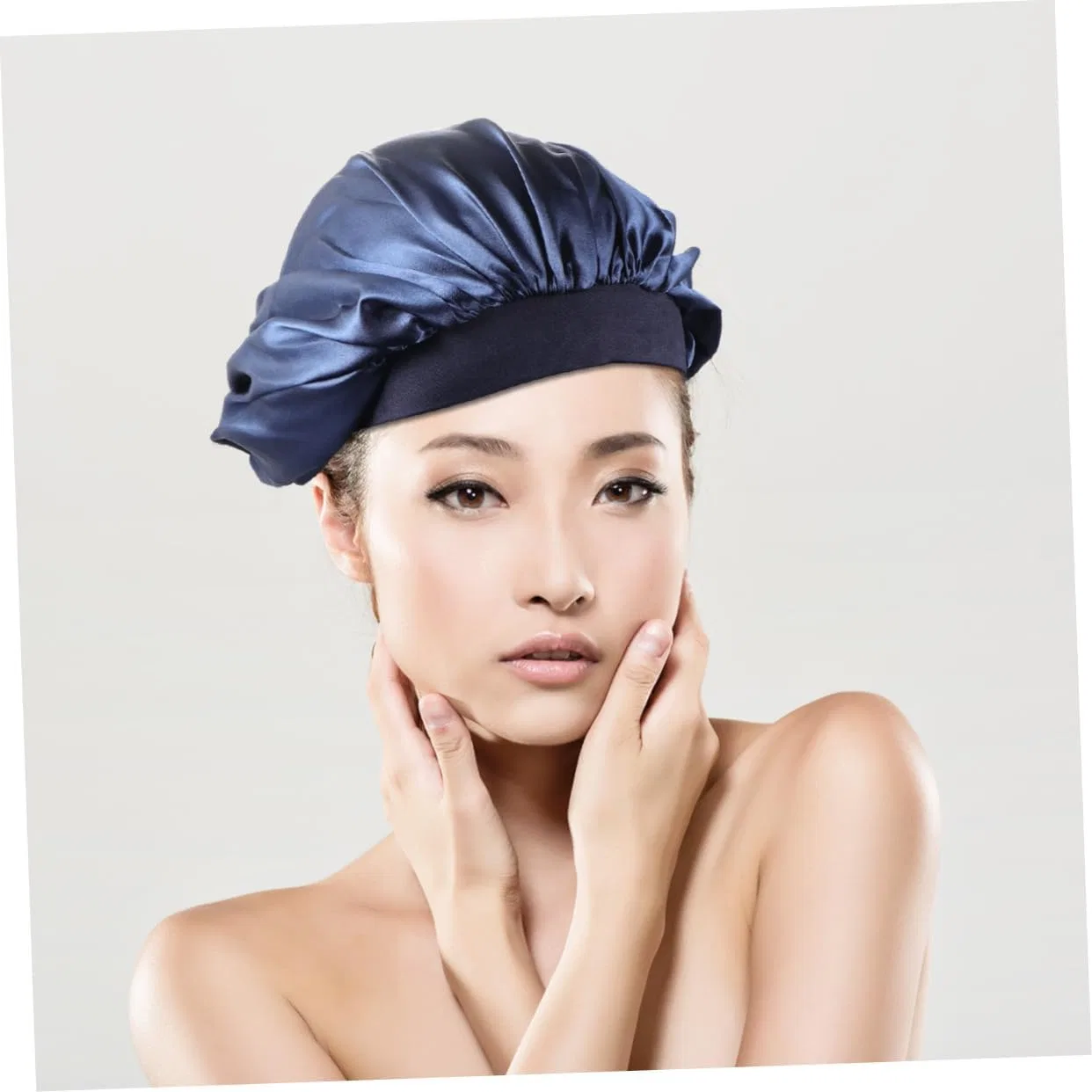 Набор шапочек для душа Satin, 3 шт, FRCOLOR, 32x29 см, Pure Navy Blue — фото 2