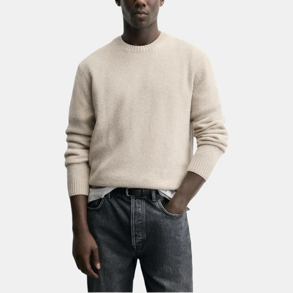 Мужской свитер с круглым вырезом Tan ZARA, Tan — фото 4