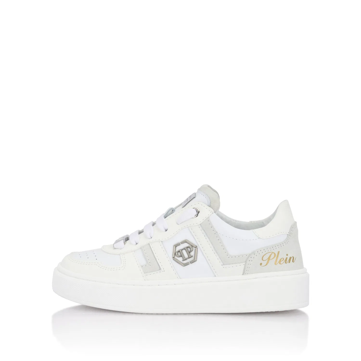 Детские кроссовки на шнуровке Philipp Plein, White — фото 4