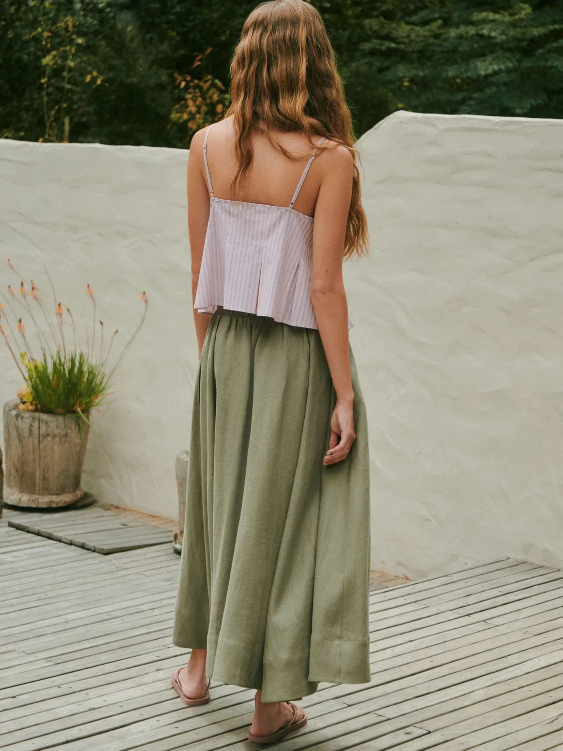 Юбка миди из льна, Premium Linen Next, хаки зеленый — фото 4
