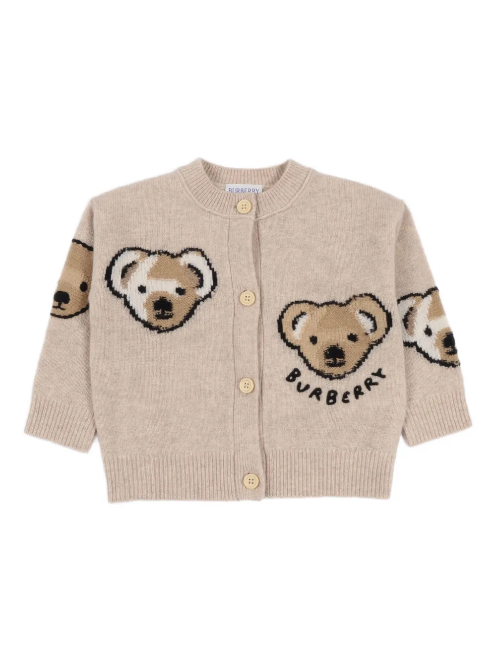 

Кардиган с вышитым медведем BURBERRY KIDS, нейтральный