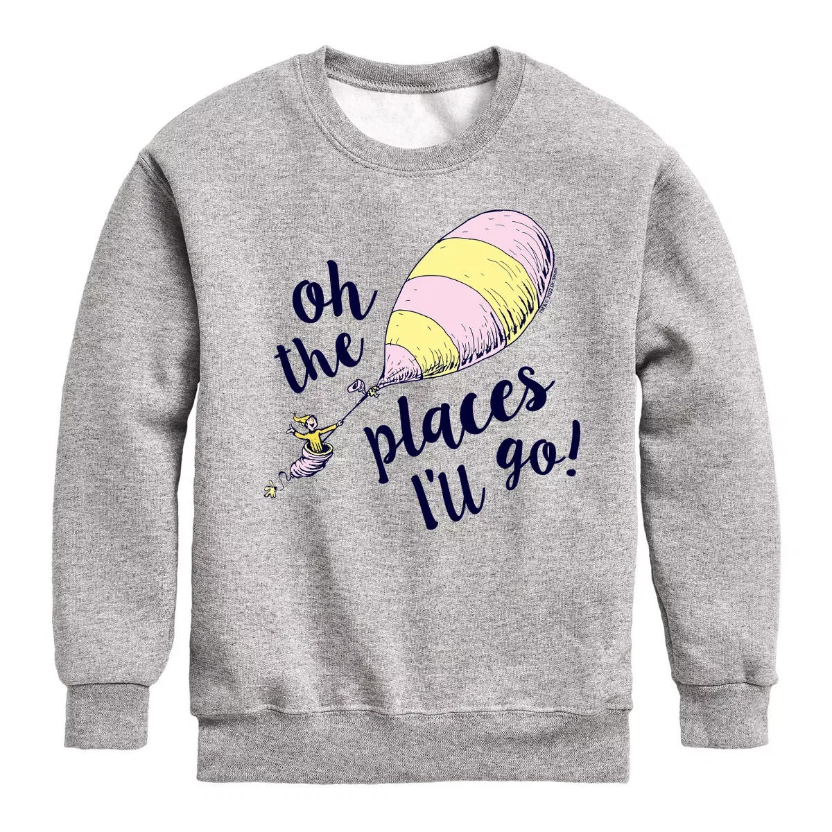 Детский свитшот для мальчиков с принтом Oh! The Places I'll Go Dr. Seuss, Athletic Heather