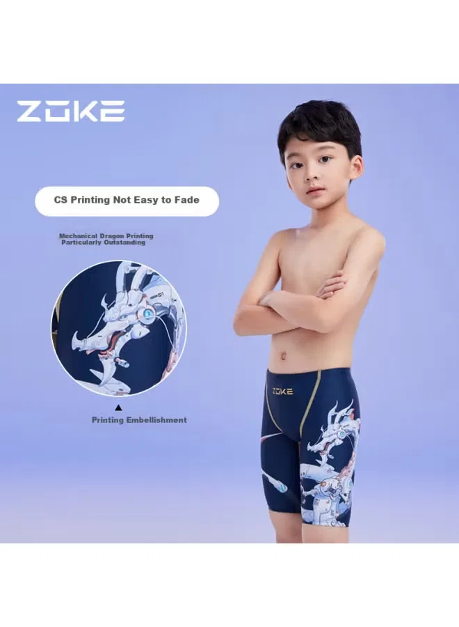 Плавки спортивные с принтом китайского дракона Zoke, синий