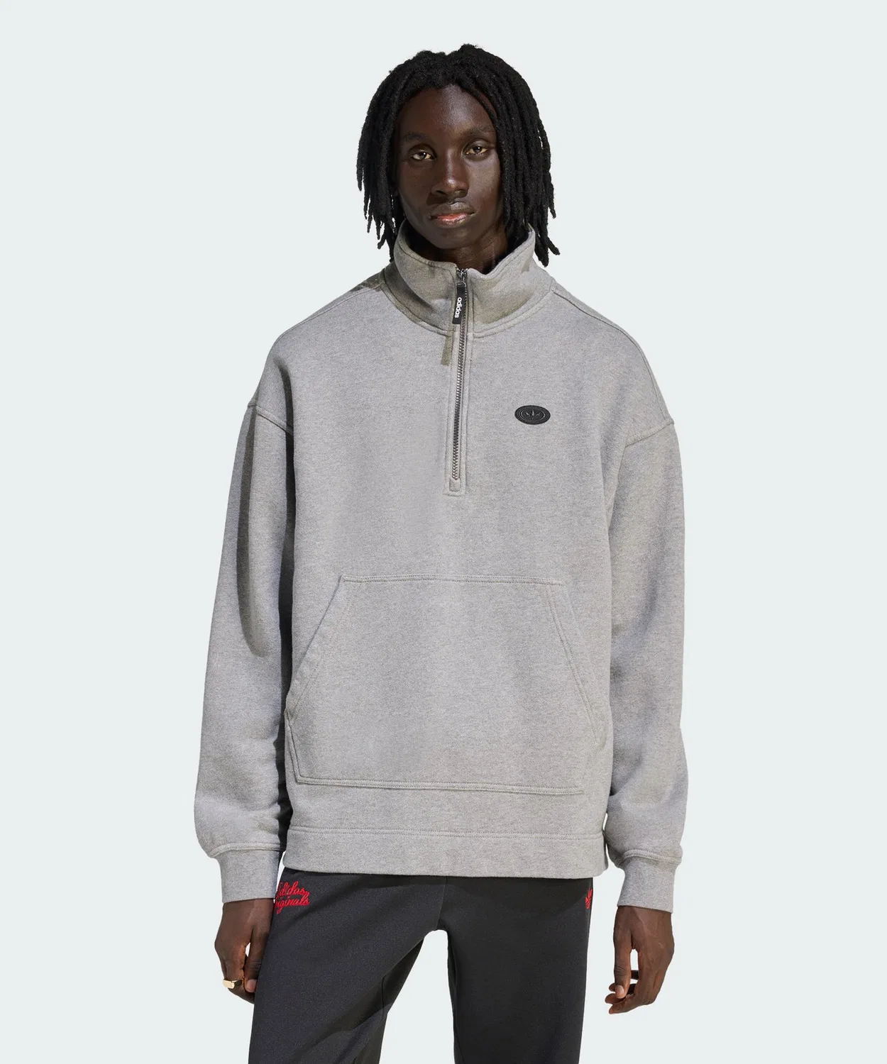 Мужское худи с принтом и полузастежкой-молнией Adidas Originals, Gray