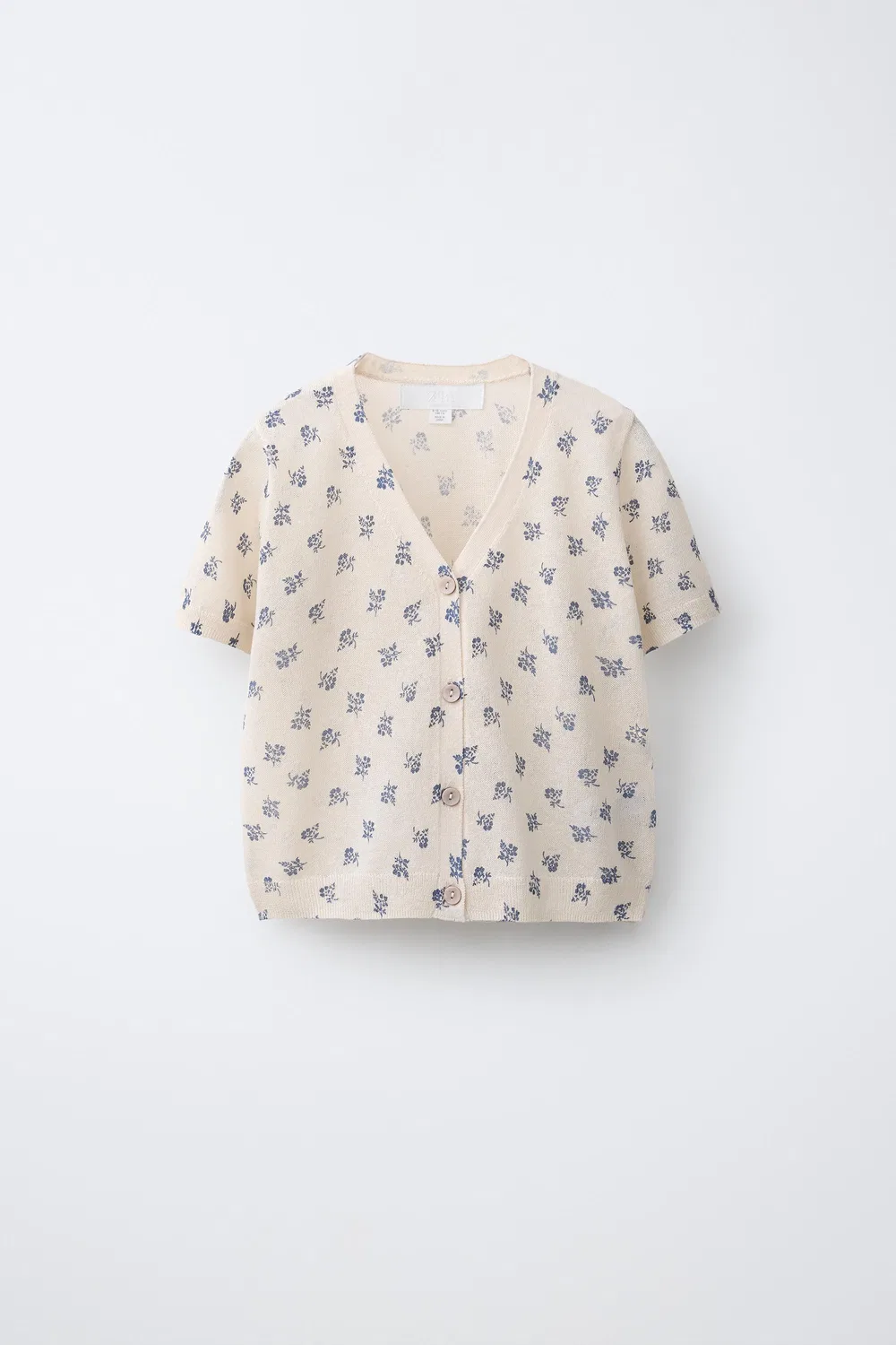 Вязаный топ с цветочным принтом ZARA, Oyster-White