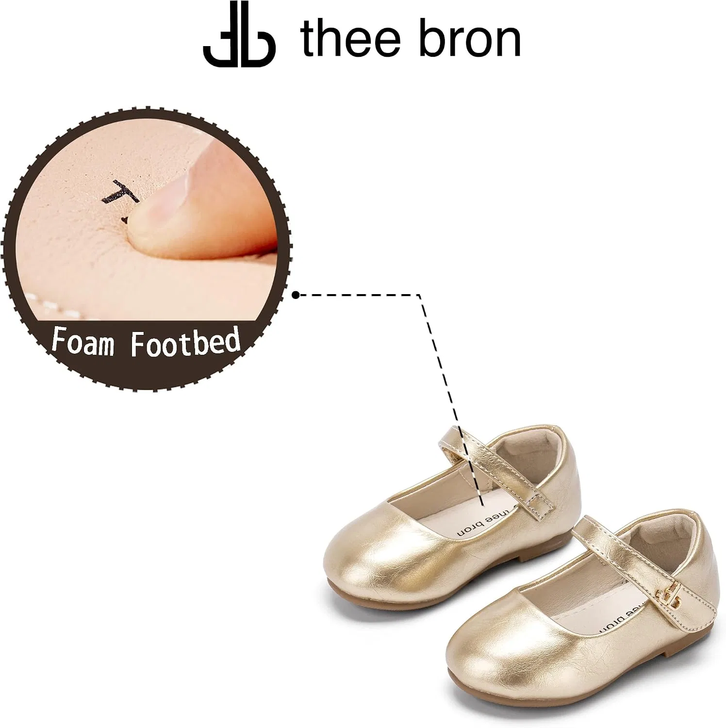 Детские туфли Мэри Джейн для девочек Retro Brogue Style THEE BRON, Glimmering Gold — фото 4