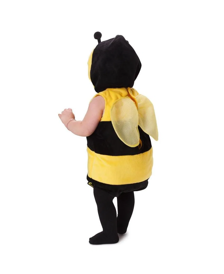 Костюм пчелки с капюшоном и крыльями, модель Fuzzy Bee Hooded Tunic Costume Dress Up America, Black & Yellow — фото 4