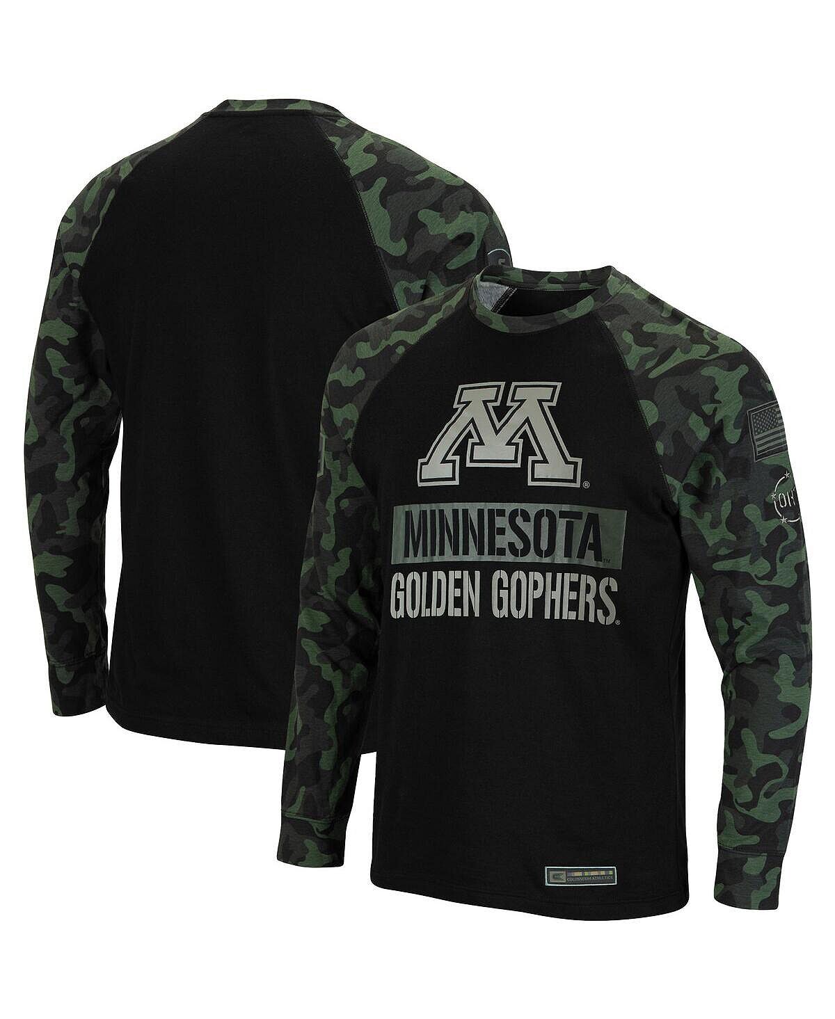 

Мужская черная, камуфляжная футболка minnesota golden gophers big and tall oht в стиле милитари appreciation raglan с длинным рукавом Colosseum, мульти