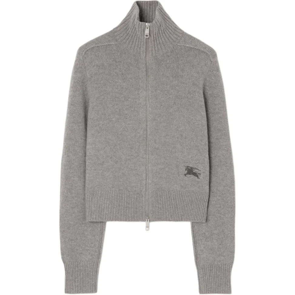 Женский свитер из кашемира с воротником-стойкой Mixed Gray Burberry, Mixed Gray