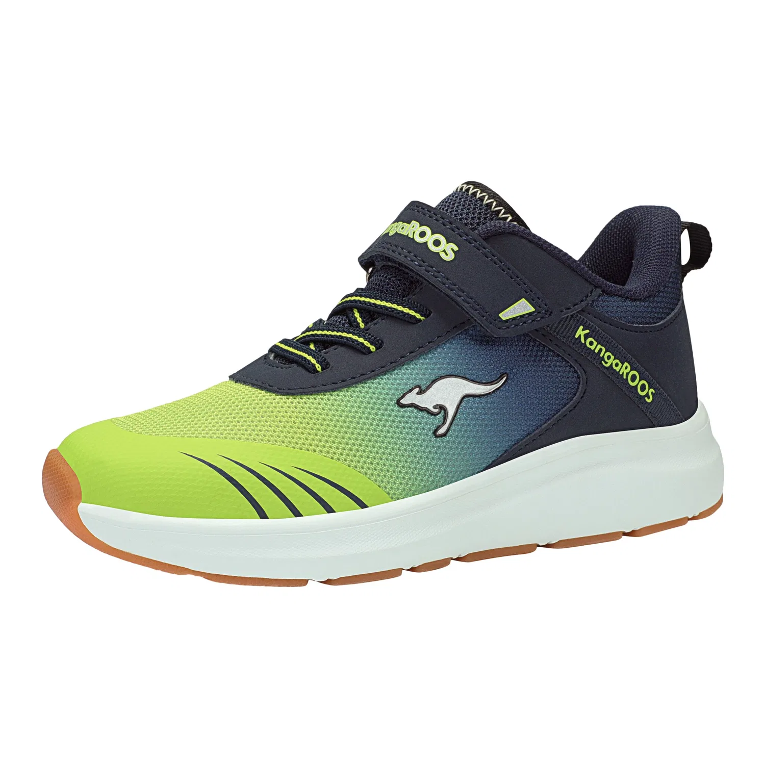 Детские кроссовки спортивные с технологией KANGACUSH KangaROOS, Dark Navy/Lime