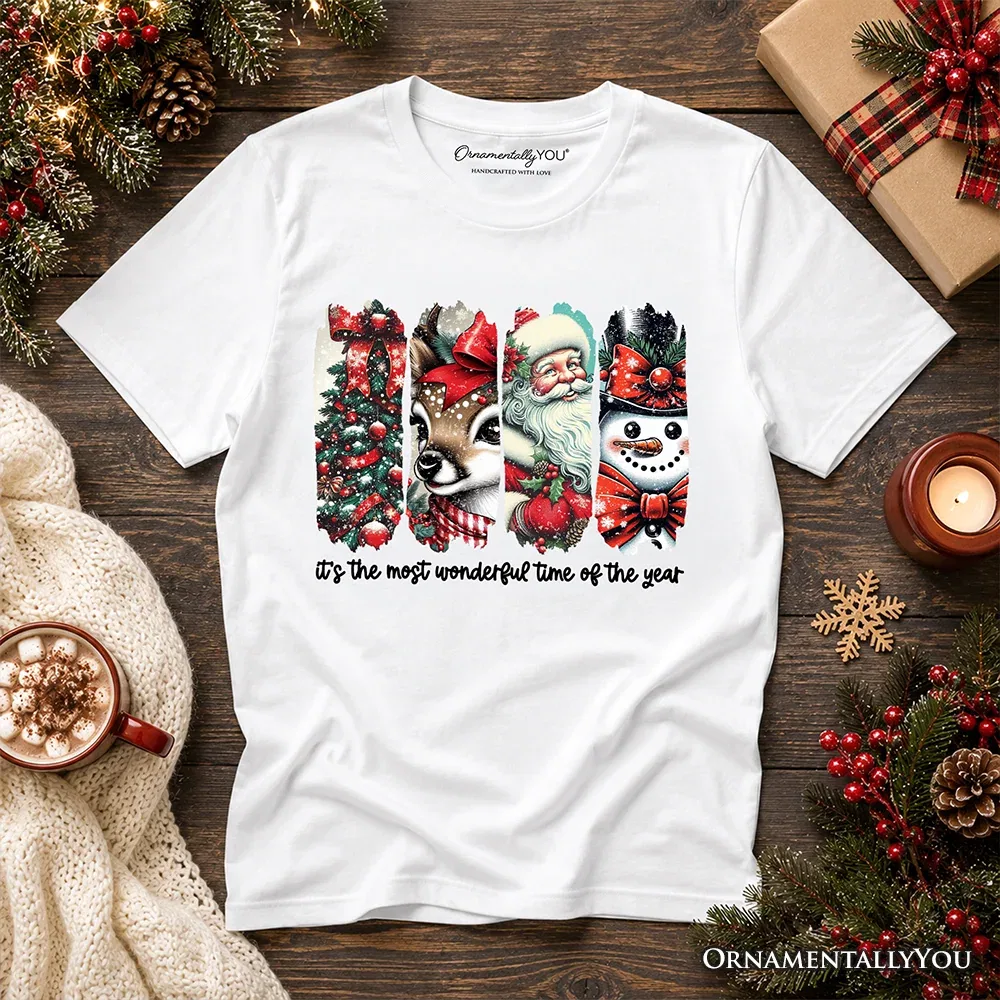 Детская футболка с принтом на Рождество Santa Reindeer Snowman OrnamentallyYou, White