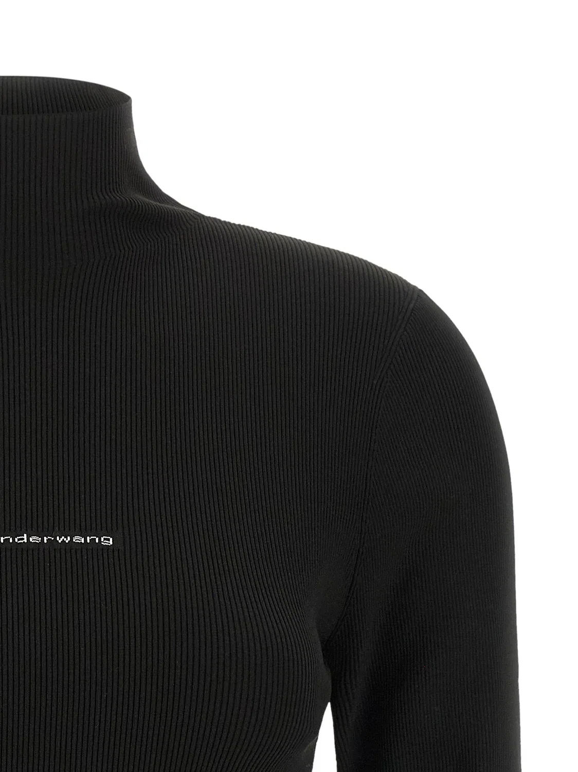 Вязаный свитер с логотипом Alexander Wang, черный — фото 3