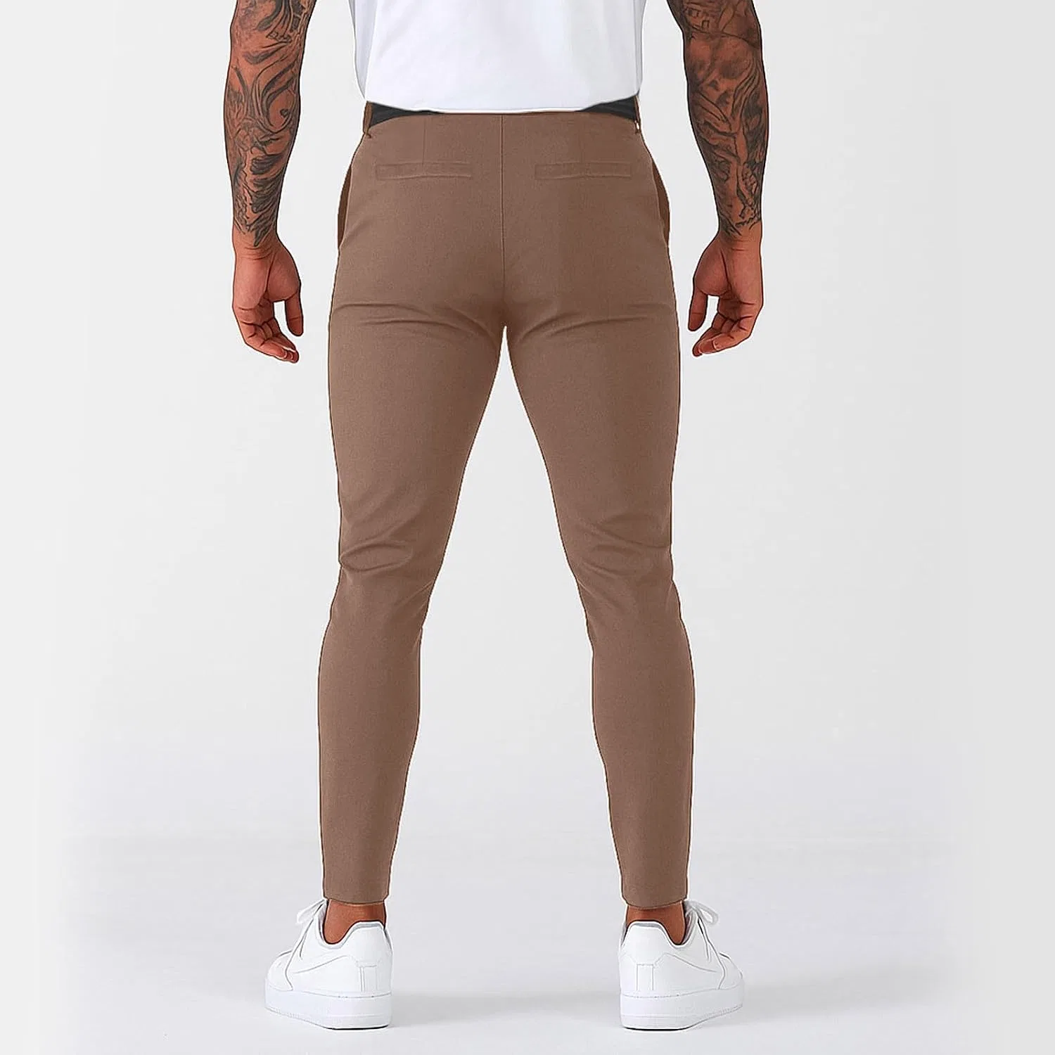 Мужские брюки зауженные Straight Fit с карманами, Ch004- Camel — фото 4