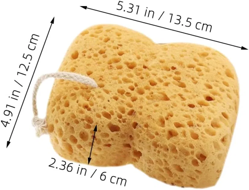 Мочалка для тела из люфы, 2 шт, GOOHOCHY, 13.5x12.5x6 см, Светло-коричневая — фото 2