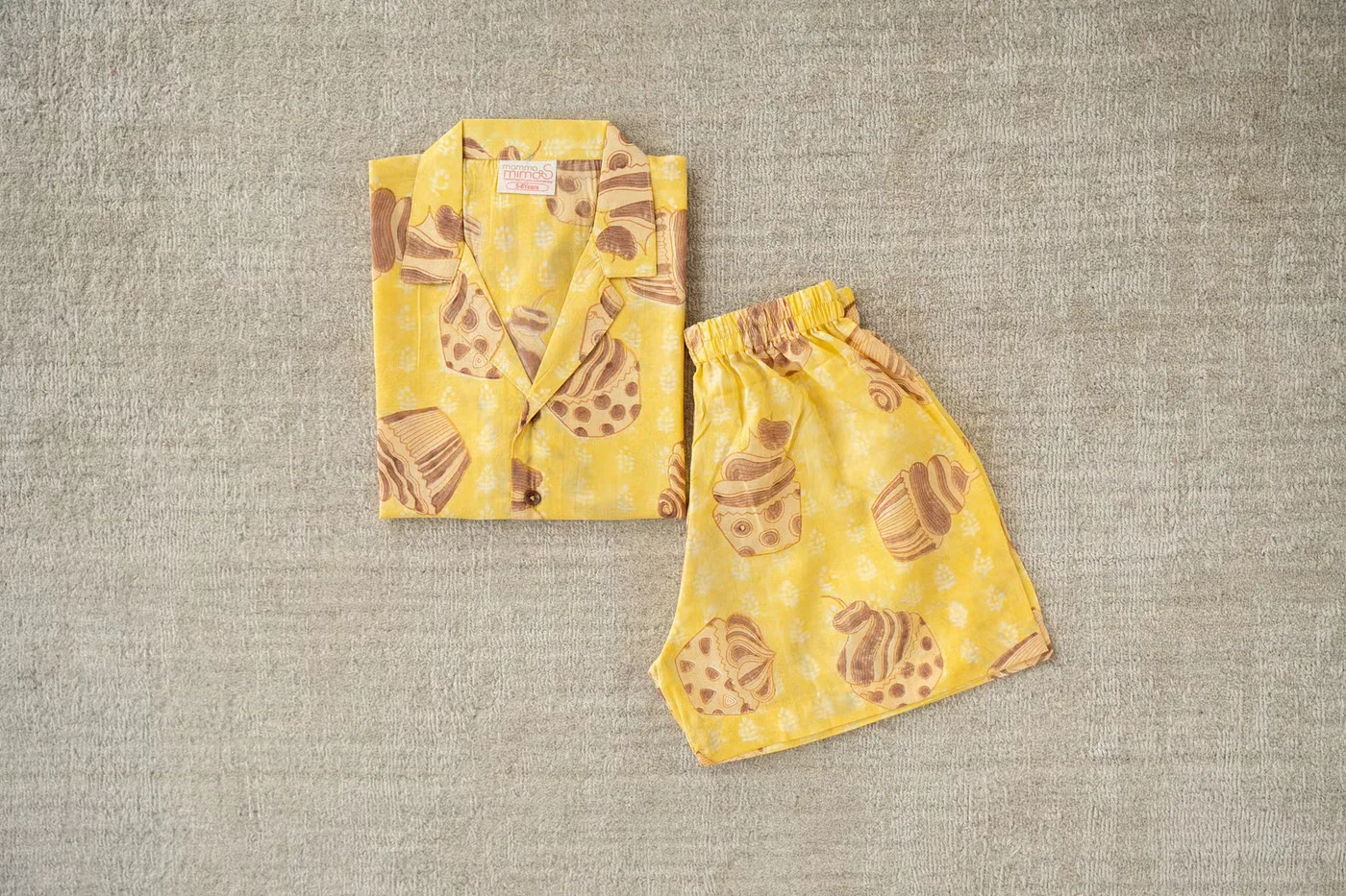 Комплект домашней одежды из органического хлопка Mini Cozy Mamma Mimos, желтый