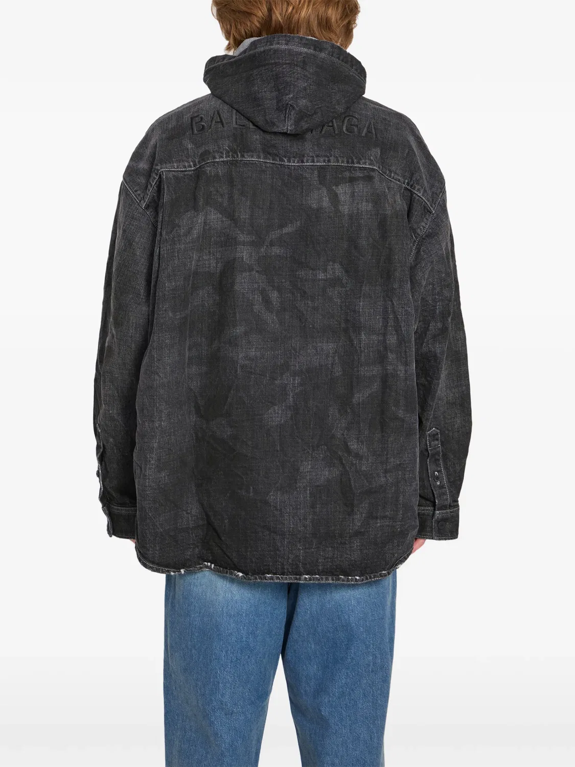 Джинсовая куртка с черной застежкой Balenciaga, черный — фото 2