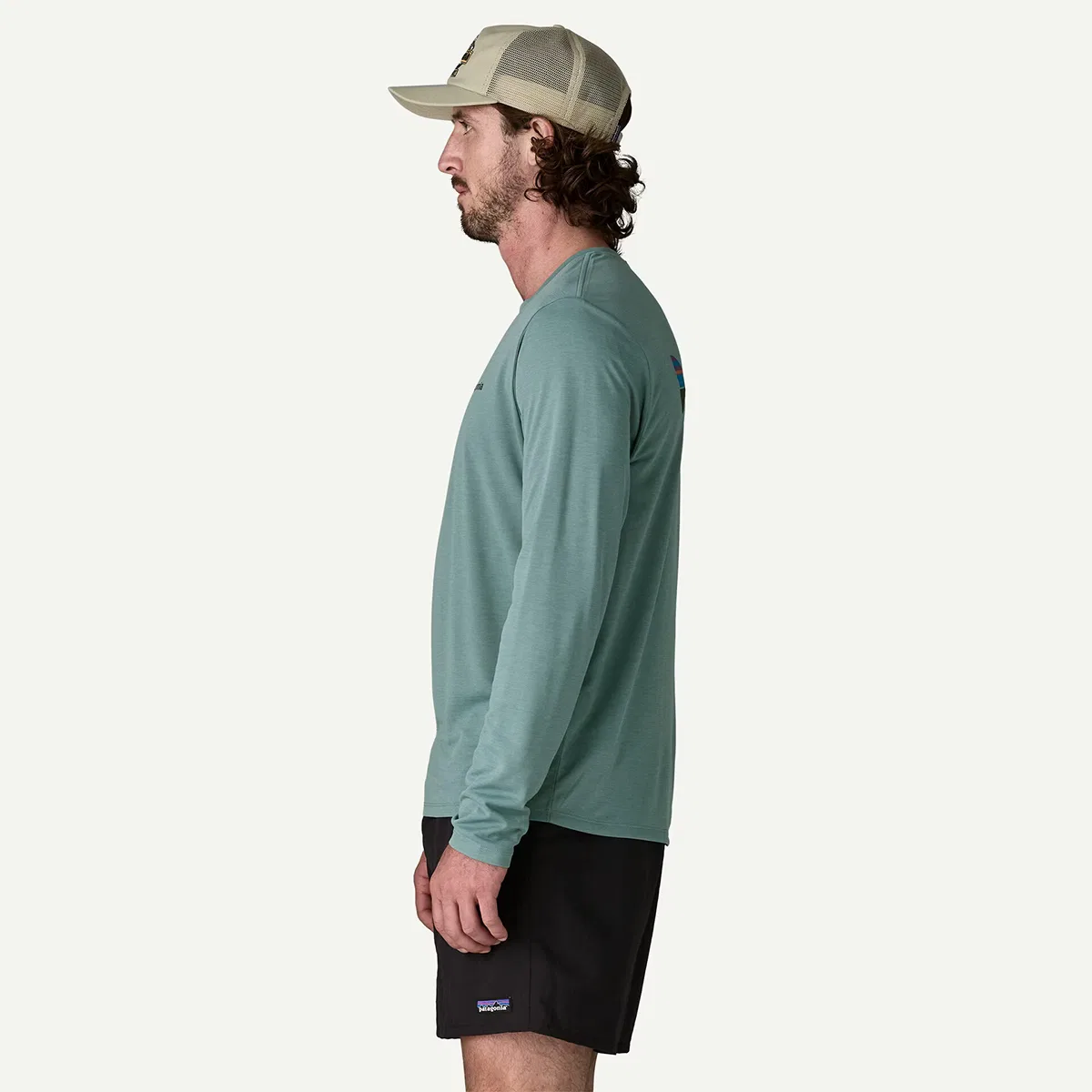 Мужская футболка с длинным рукавом с принтом Capilene Cool Daily Fitz Roy Long-Sleeve Shirt Patagonia, Blue Sage/Light Blue Sage X-Dye — фото 2