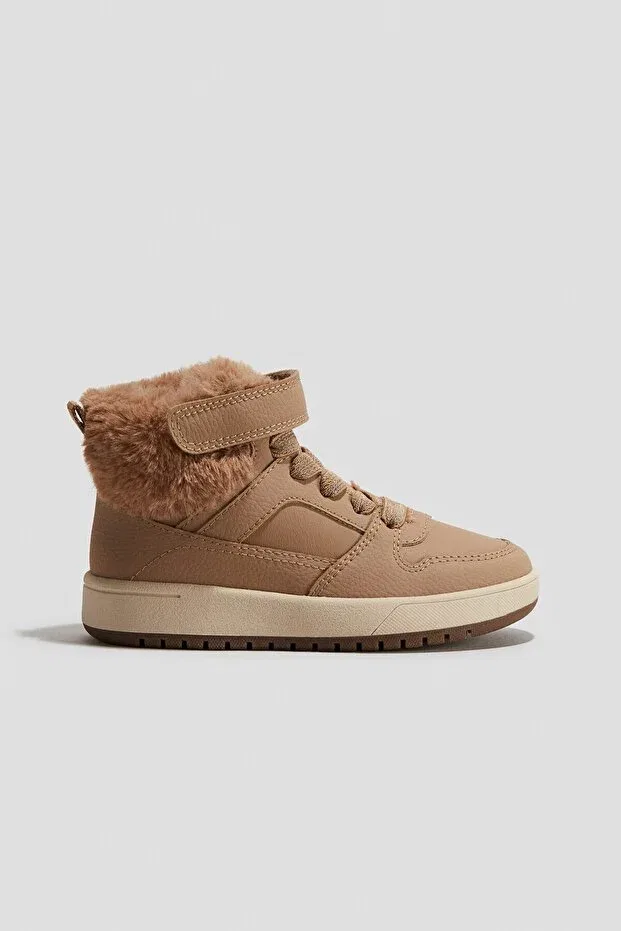 Детские ботинки для девочек с принтом Warm Lined Sneakers H&M, Beige