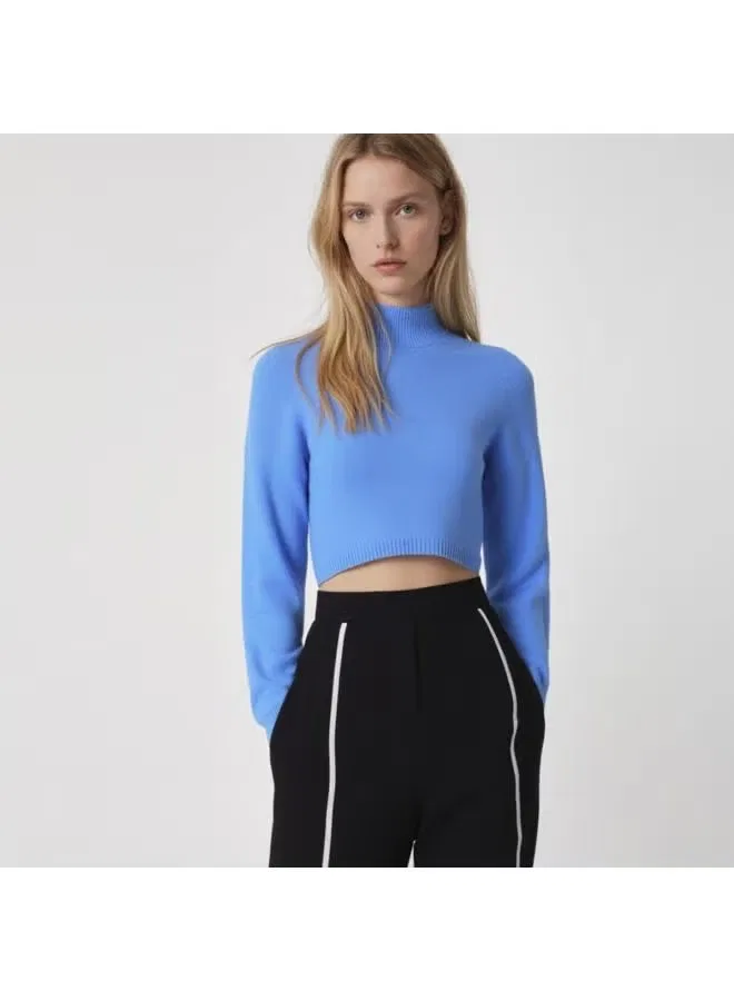 Свитер свободного кроя с полувысоким воротом Zara, лазурно-синий — фото 2