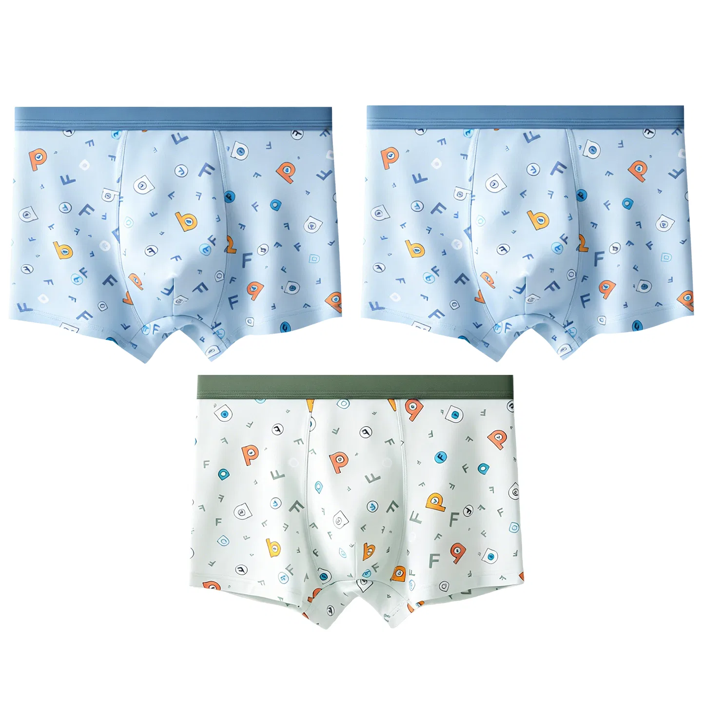 Детские трусы-боксеры для мальчиков хлопковые Red Bean, Light Blue Light Blue Light Green