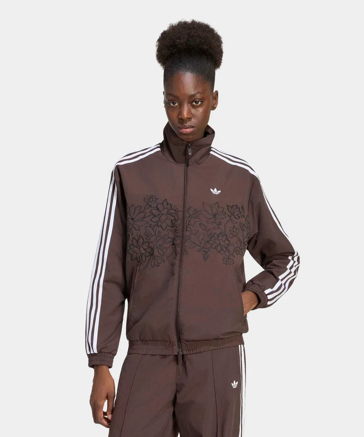 Женская куртка-трактор с цветочным принтом, свободного кроя Adidas Originals, Brown