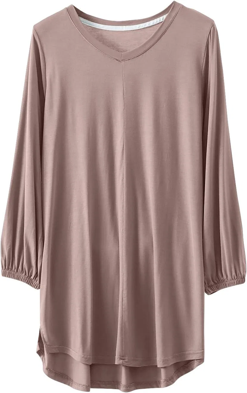 Женская футболка с V-образным вырезом и рукавом 3/4 из модала, Khaki