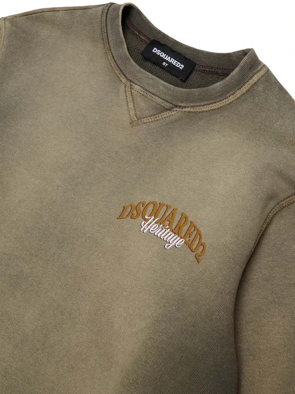 Свитер с вышитым логотипом и выбеленным эффектом Dsquared2 Kids, зеленый — фото 3