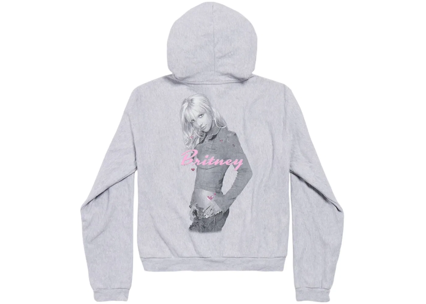 Женская худи с принтом Balenciaga Music Britney Spears Series Zip-Up Hoodie Regular Fit Balenciaga, Light Grey/Pink — фото 2