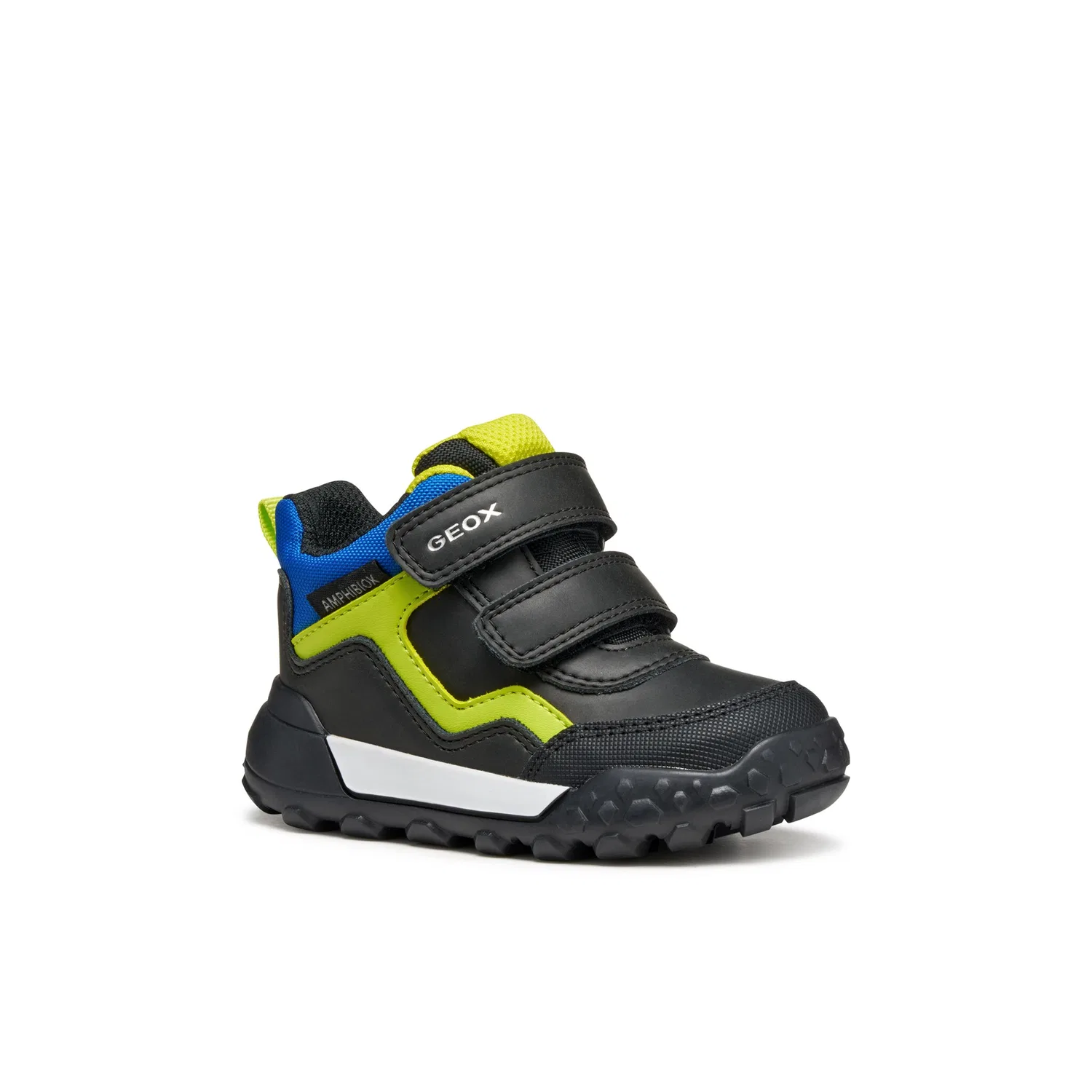Детские зимние ботинки на липучках Geox, Black/Green