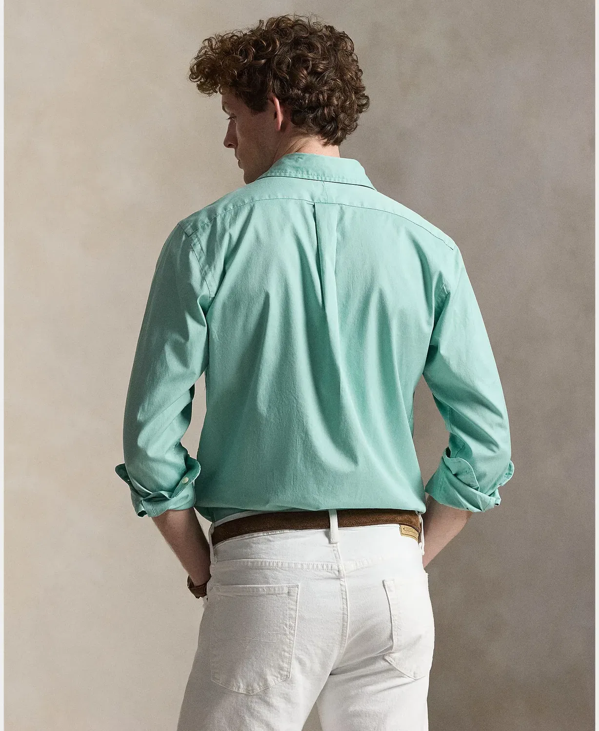 Мужская рубашка Regular Fit из твила Polo Ralph Lauren, Verde Agua — фото 2