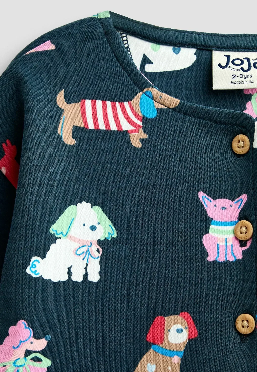 Платье с принтом и пуговицами спереди - трикотажное платье Jojo Maman Bébé, Navy Blue Dog — фото 4