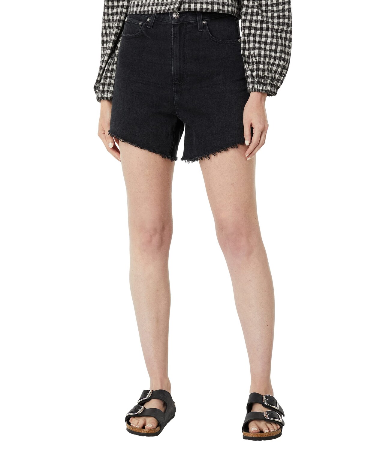 

Шорты Paige, High-Rise Noella Shorts Raw Hem in Night Dive