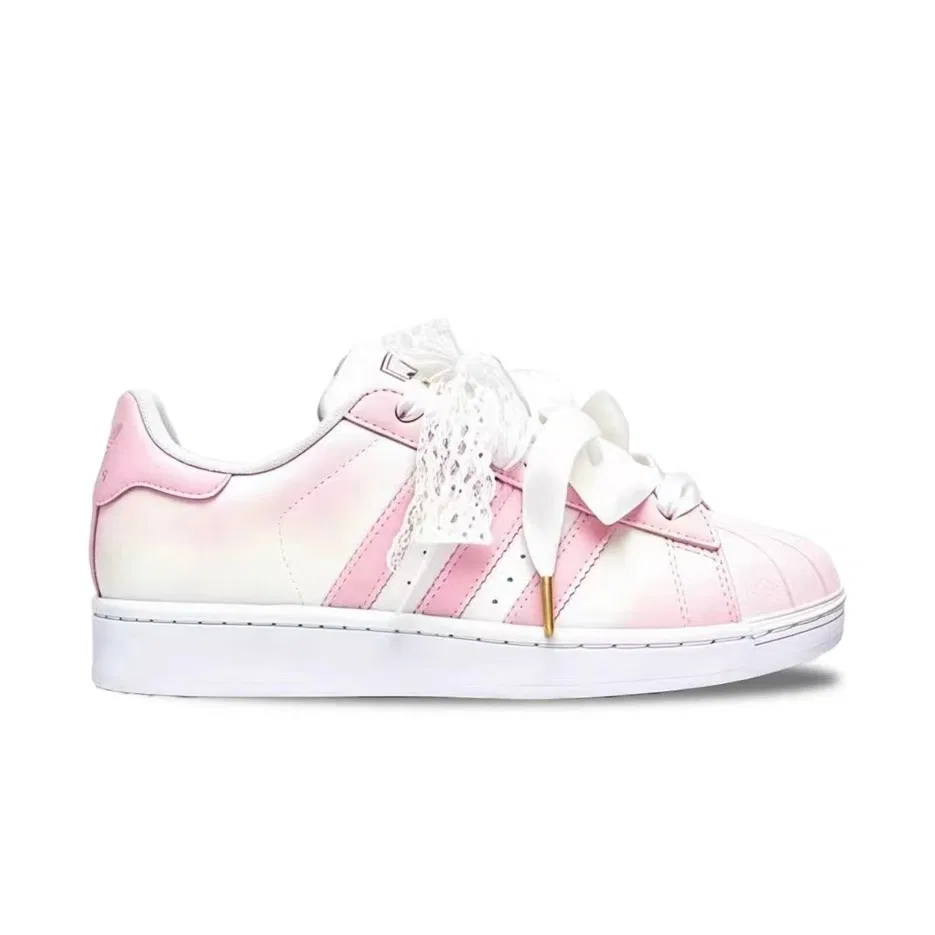 Детские кроссовки для скейтбординга с кастомным дизайном Superstar 2 Adidas Originals, Cherry Blossom Pink — фото 4