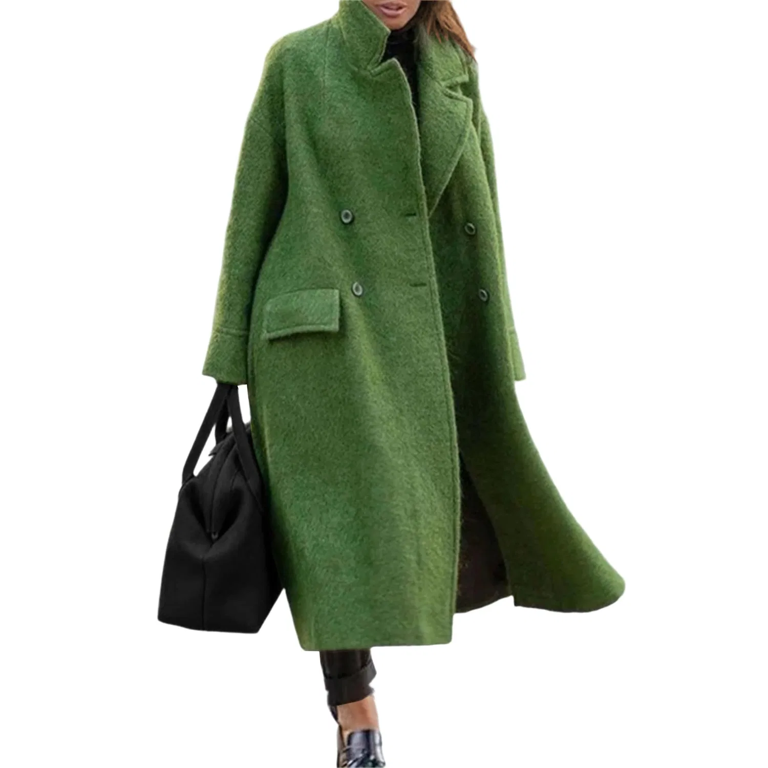 Женское зимнее пальто оверсайз с длинным рукавом, green