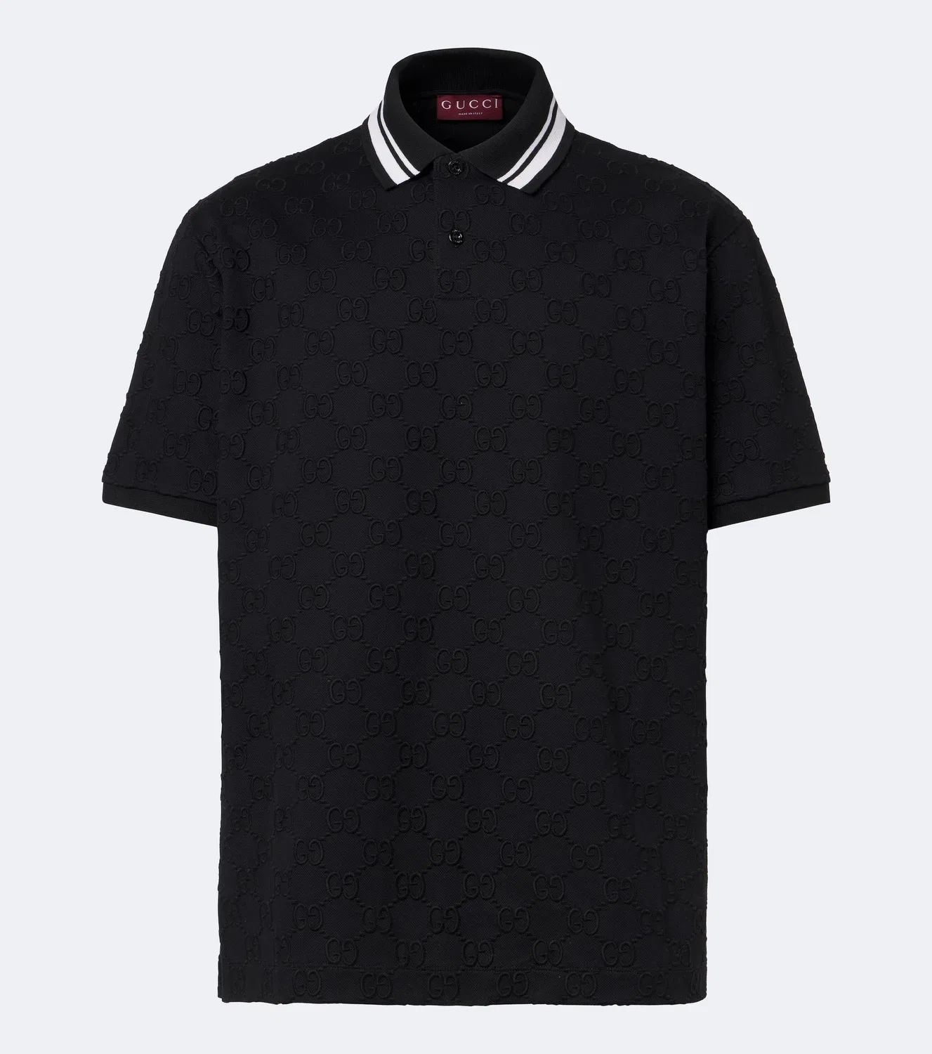 Рубашка поло из хлопкового пике GG, Gucci, черный