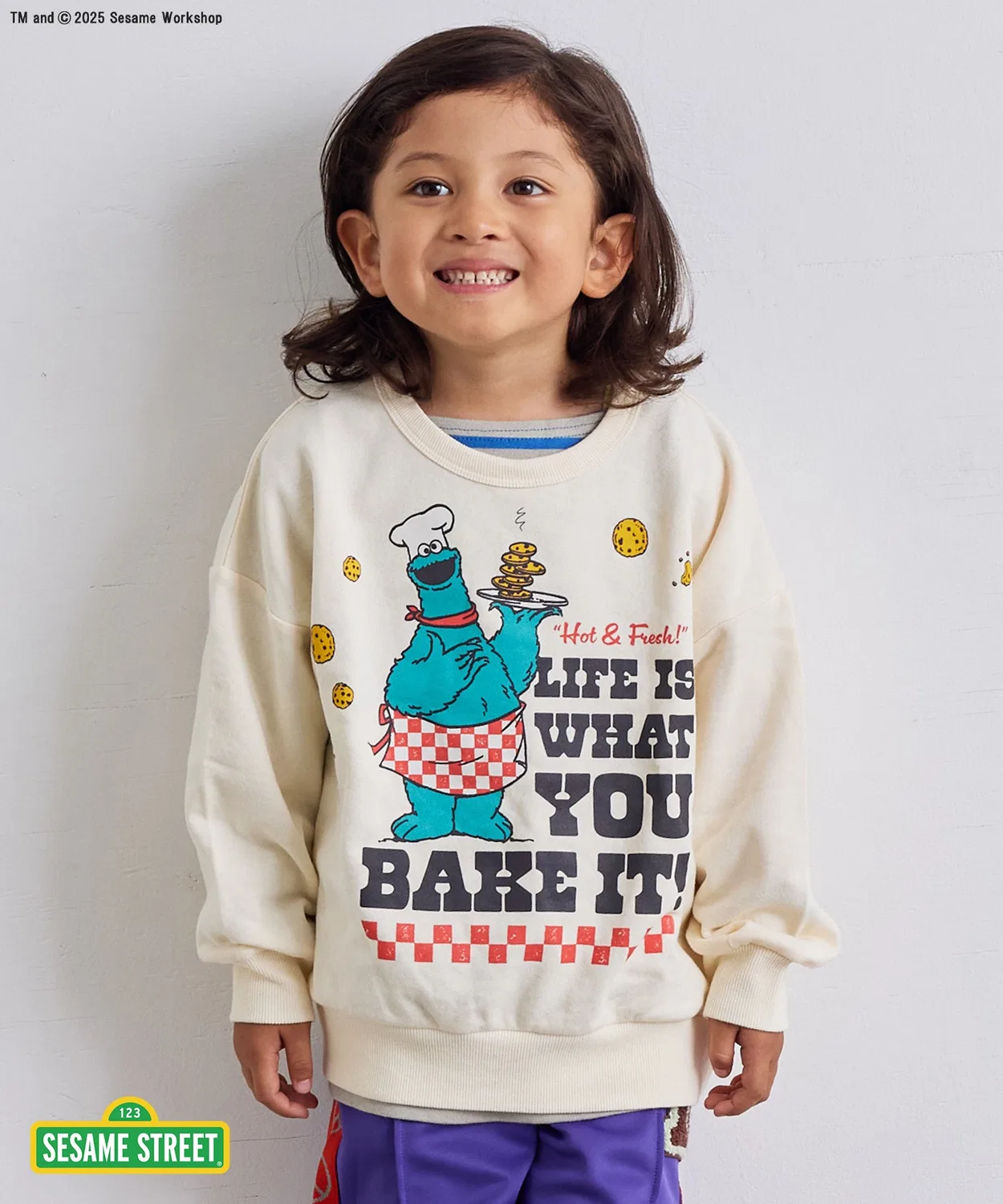 Детский свитшот с длинным рукавомSESAME STREET, Off White