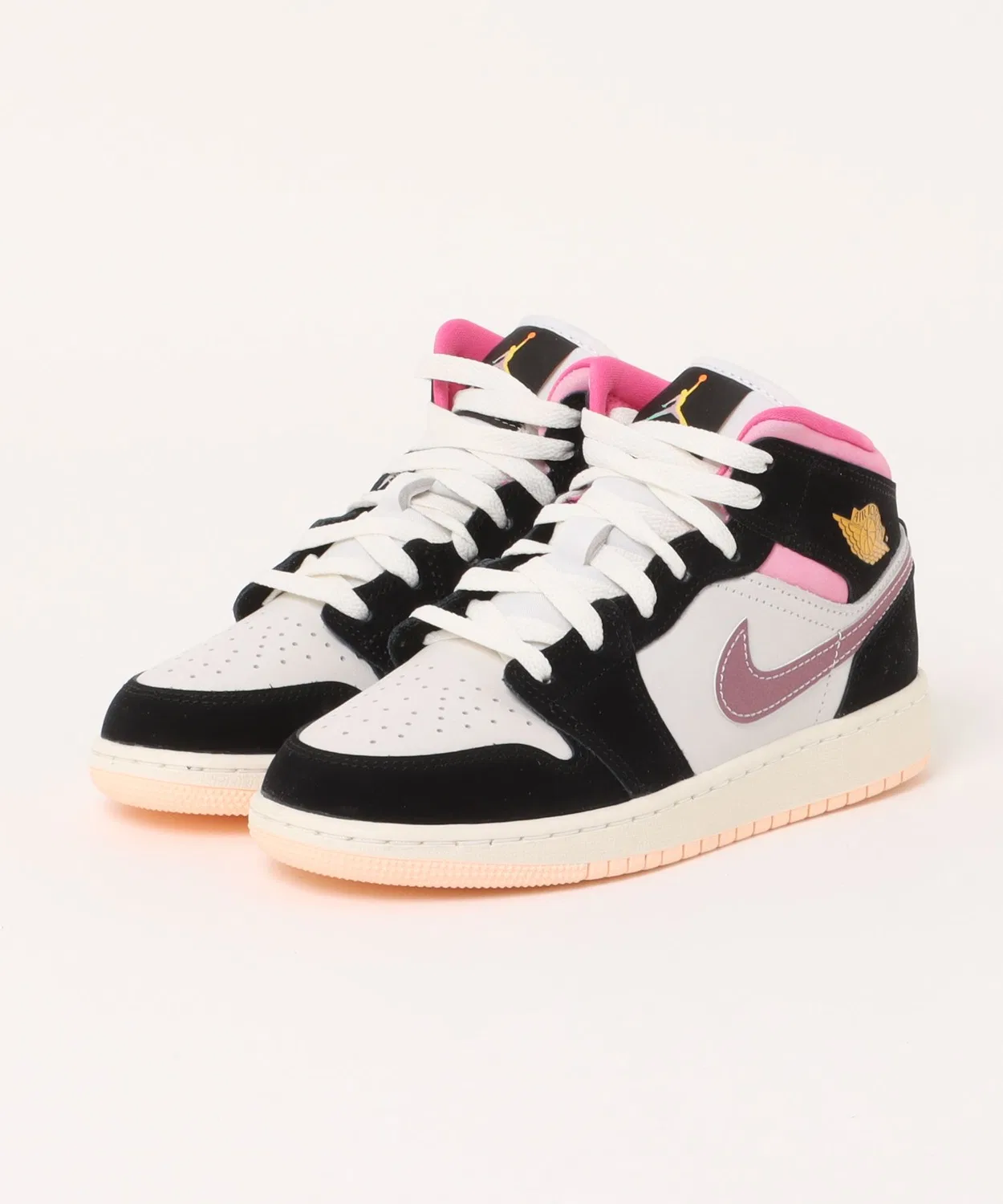 Детские кроссовки с кожаным верхом Air Jordan 1 MID SE GS JORDAN BRAND, Black