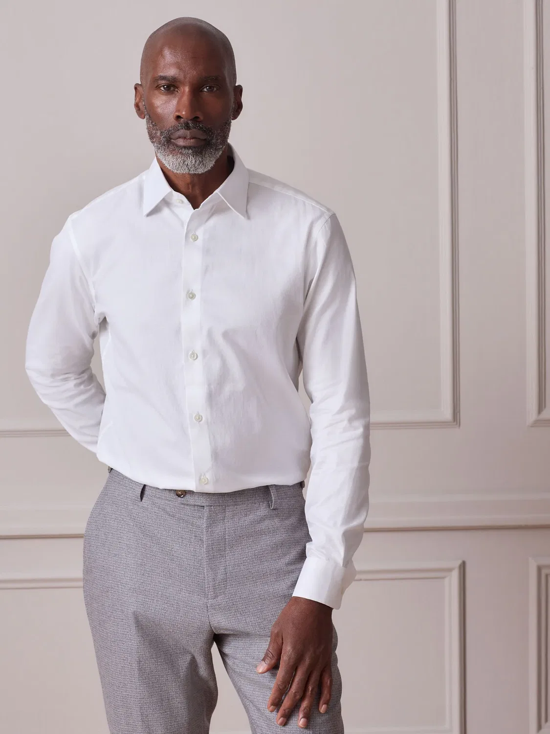 Рубашка с фактурной тканью, Slim Fit, Signature Next, белый с отделкой