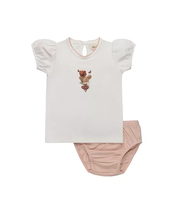 Детский комплект для девочек с принтом Playful Mouse Collection Ely'S & Co., Ivory Pink